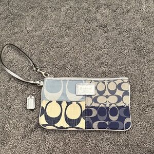 Coach Patchwork Blue and Cream Wristlet